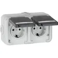 Produktbild: Aufputz-Steckdose PEHA IP44, Schuko, Beschriftung, D 6632 WAB NA - 2-fach