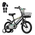 Produktbild: Habib Gruppe Jungenfahrrad Dino-Edition 16 Zoll | Komplettset mit Schutz-Set, Korb & Pumpe | Kinderfahrrad mit Stützrädern & Handbremse für Jungen ab 3 Jahre - (Schwarz)