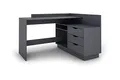Produktbild: byLIVING Winkelschreibtisch Belfast/Eckschreibtisch Anthrazit/Arbeitsplatte rechts o. Links montierbar / 3 Schubkästen/Schreibtisch / 129 x 83,5 x 105 cm (BxHxT)