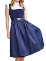 Produktbild: Krüger Dirndl Alisha 70cm Länge Knielang | Elegantes Samt-Dirndl mit Schlichter Dirndlschürze | Damen (DE/NL/SE/PL, Numerisch, 48, Regular, Regular, blau)