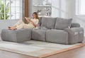 Produktbild: LVHOM Wohnlandschaft 2er-/3er-/4er-/5er-/6er- Ecksofa/Modulsofa/Loungesofa, Mehrere Stile, Inklusive Hocker, Getränkehalter, Seitentaschen, großen Rückenkissen und modularem Design, hochwertig gepolstert, Cordstoff, Platzsparend, bis 300 kg belastbar, ohne Montage, geeignet für Wohnzimmer, Gästezimmer, Jugendzimmer, Büros, Spielzimmer