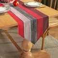 Produktbild: Rustikaler Leinen Tischläufer mit Retro Holz Textur - Rot Orangegrau 40x140cm