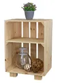 Produktbild: Kistenkolli Altes Land Nachttisch Abstelltisch weiß/Natur/geflammt Maße ca 30x40x55cm Regalkiste Flaschenablage Weinregal Apfelkiste/Weinkiste (Natur)