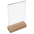 Produktbild: HMF 46942 Acryl Tischaufsteller mit Holzfuß | DIN A5 Hochformat | Glasklar