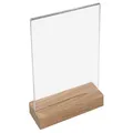 Produktbild: 46942 Acryl Tischaufsteller mit Holzfuß | DIN A5 Hochformat | Glasklar