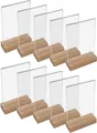 Produktbild: HMF 10x Acryl Tischaufsteller mit Holzfuß DIN A5 Hochformat Menükartenhalter