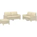Produktbild: vidaXL 3-tlg. Sofagarnitur mit Kissen Creme Stoff