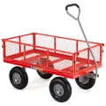 Produktbild: Gorilla Carts Stahlwagen mit abnehmbaren Seiten – robuster Gartenwagen mit 362,9 kg Kapazität, robuster Stahlrahmen, Luftreifen, abnehmbare Paneele, Rot