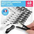 Produktbild: culiclean Wäscheklammern ohne Abdruck stabil in Blume Design 40x Wäscheklammer Classic Blue weiß, robuste Kluppen Soft Grip Clip Clothes Pegs UV beständig Klammern zum Aufhängen von Wäsche, Socken