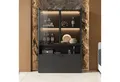 Produktbild: Merax Standvitrine Matt Glasvitrine mit LED-Beleuchtung und Stauraum (1-St., Standregal Schrank Vitrine) Wohnzimmerschrank mit Glastüren und Klapptür, H:120cm