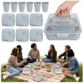 Produktbild: Sarcia.eu Geschirr-Set Graues Picknick-Set, Campinggeschirr-Set im Behälter, 32 Teile grau