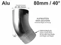 Produktbild: Alu Fallrohrbogen mit Einzug d= 80mm x 40° Regenfallrohr Bogen