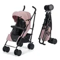 Produktbild: Kinderkraft Kinderwagen SIESTA, Leichte Reise Buggy, Verstellbare Rückenlehne, Liegeposition, Kleine Maße nach Zusammenklappen, Vergrößerbares Verdeck, Für ältere Kinder, bis 22 kg, Rosa