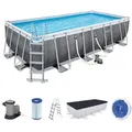 Produktbild: Power SteelTM Frame Pool Komplett-set Mit Filterpumpe 549 X 274 X 122 Cm, Rattan-optik (schiefergrau), Eckig