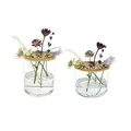 Produktbild: LaLe Living Vase Buket 2er Set aus Eisen und Glas mit Ornament Gold, Glasvasen H:6cm / H:8cm