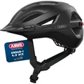 Produktbild: ABUS Stadthelm Urban-I 4.0 ACE - Fahrradhelm mit aufladbarem Rücklicht, 4 Leuchtmodi, Schirm, Zopf-Öffnung und magnetischem Verschluss - für Jugendliche, Frauen und Männer - Größe XL, schwarz
