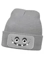 Produktbild: MoonWorks® Wintermütze Kinder Beanie Jungen Monster Patch Aufdruck Print Strickmütze Kindermütze Grau Unisize