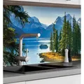 Produktbild: MyMaxxi Küchenrückwand Küchenrückwand selbstklebend Landschaft See Berge Spritzschutz Folie, (Klebefolie Küchenrückwand aufgerollt B 80 cm x H 60 cm), Island shore B 80 cm x H 60 cm grün 80 cm x 60 cm
