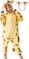 Produktbild: corimori Flauschiges Giraffen-Kostüm für Kinder mit Haarreif | Karneval Fasching Kostüm Onesie für Mädchen, Jungen | Körpergröße 110-130cm