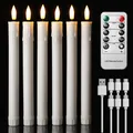 Produktbild: 6er LED Stabkerzen Wiederaufladbare LED Stabkerzen mit Timer und Fernbedienun...