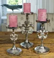 Produktbild: MichaelNoll Kerzenständer 3er Set Kerzenständer Lilie Alu Silber Deko H 23cm / 28cm / 32cm