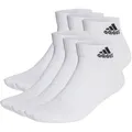 Produktbild: adidas Unisex Quarter Socken, 6er Pack - Cushioned Sportswear Ankle, Logo, gepolstert, einfarbig Weiß 46-48