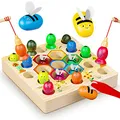 Produktbild: COOLJOYA Magnetische Angelspiel ab 2 Jahre | Montessori Spielzeug 2 in 1 Baby Holzspielzeug | Motorikspielzeug Fische Angeln Spiel 2 3 Jahre Mädchen Junge Kinder(Patentschutz)