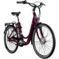 Produktbild: AGON Axis E Bike Citybike 26 Zoll Elektrofahrrad 250W Motor bis 100 km 3 Gang 10,4 Ah Lithium Ionen Akku Gepäckträger Damen und Herren 140-165 cm (Purple Violet, 46 cm)
