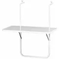 Produktbild: Balkonhängetisch 60x40 Cm, Weiß Gestell Aus Stahl In Weiß, Tischplatte Aus Top In Weiß