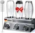 Produktbild: Loco Bird Flaschenhalter für SodaStream aus Edelstahl mit Kantenschutz, (Für, 3-St., Flaschen mit Flaschenbürste und Abtropfmatte), für Soda Stream Crystal, Easy, Fuse, Emil Flaschen