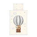 Produktbild: Herding babybest Bettwäsche Ballonfahrt, Kopfkissenbezug ca. 40 x 60 cm, Bettbezug ca. 100 x 135 cm, Mit Reißverschluss und Hoteleinschlag, 100% Baumwolle/Renforcé, Beige