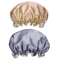 Produktbild: Duschhaube2er Pack Damen Bad Kappe Doppelschicht Bad-Hut Wiederverwendbar Was...