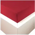 Produktbild: Traumschloss Spannbettlaken Premium Plus, Jersey, Gummizug: rundum, (1 Stück), 260g/m2, 47,5% Mako Baumwolle, 47,5% Lyocell, 5% Elasthan rot 180-200 cm x 200-220 cm