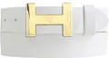 Produktbild: BELTINGER Designer Gürtel HENRY aus Vollrindleder 4 cm | Eleganter Ledergürtel für Damen und Herren 40mm | Gold glänzend | Weiß 95cm