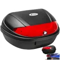 Produktbild: tectake® Motorradkoffer, Gepäckträger, Topcase abschließbar für 2X Helm Motorrad, Mofa Helm, Moped Helm, passend für Roller, Moped, e Roller, Transport Box mit Schloss, Heckbox - 48 Liter Volumen