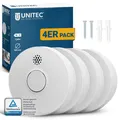 Produktbild: Rauchwarnmelder 4x UNITEC TÜV Feuermelder Brandmelder Rauchmelder  85dB weiß Set