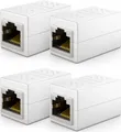 Produktbild: deleyCON 4 Stück RJ45 Kupplung (1000 Mbit) Gigabit LAN Kabel Verlängerung Netzwerkkabel Ethernet Adapter Verbinder Kompatibel zu Cat8, Cat7, Cat6, Cat5 Patchkabel DSL POE 2X RJ45 Buchse - Weiß