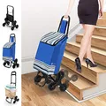 Produktbild: VOUNOT® Einkaufstrolley Treppensteiger mit 3 Räder, Trolly Einkaufswagen Klappbar, Wasserdichter, 32L, Blau