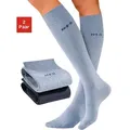 Produktbild: Kniestrümpfe H.I.S, Damen, Gr. 35-38, blau (marine, jeans), Baumwolle, Elasthan, Polyamid, meliert, elastisch, Socken Kniestrümpfe, mit Komfortbündchen