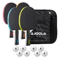 Produktbild: JOOLA Tischtennis Set, Tischtennis-Set mit 4 Tischtennisschlägern, Tischtennisbällen und Tragetasche (NEON)