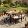 Produktbild: Juskys Akazienholz Gartengarnitur Rhodos - Tisch, 6 Stühle & Auflagen - Gartenmöbel Holz