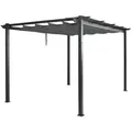 Produktbild: PROREGAL® Pergola Aluminium 8cm-Gestell Schiebedach UV50+ Pavillon, BxTxH: 400x300x240 cm grau 400 cm x 240 cm x 300 cm