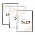Produktbild: Wackadoo Bilderrahmen 15x20 Silber 3er Set Fotowand Fotorahmen aus leichtem Kunststoff mit Glas Picture frame Poster