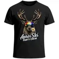 Produktbild: MoonWorks Print-Shirt Herren T-Shirt Après-Ski Party Crew Hirsch Aufdruck Grafik Printshirt mit Print schwarz L