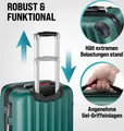 Produktbild: MONZANA® 3tlg. Kofferset Schloss Wäsche Organizer Kofferwaage Gurt Gel-Griffe Zwillingsrollen Standfüße Trolley Reisekoffer Hartschalen Koffer M-L-XL, Farbe:grün