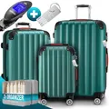 Produktbild: DeubaXXL DE monzana® Hartschalenkoffer Set 3-tlg mit Zubehör Rollen 360º Grün ABS 109980