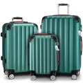 Produktbild: Monzana® 3tlg. Kofferset, Grün - M-L-XL - inkl. Schloss, Organizer & Kofferwaage - Gurt Gel-Griffe, Zwillingsrollen, Standfüße, Trolley, Reisekoffer, Hartschalenkoffer, Gepäck-Set, Trolley Set