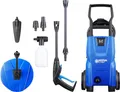 Produktbild: Nilfisk Hochdruckreiniger C 110 Bar + Schaumsprüher + Kompakt-Flächenreiniger + Bürste - Mini Pressure Washer Für Terrassen, Werkstätten und Autos (1400 W)