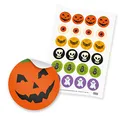 Produktbild: itenga 24x Sticker Aufkleber Halloween Mix aus Papier I Scrapbooking I DIN A4 Bogen I je 4.0 cm I rund, selbstklebend I ideal zum Basteln von gruseligen Gastgeschenken