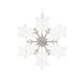 Produktbild: Deko Hänger Schneeflocke Farbe Weiß Silber Glitzer Material Kunststoff  Ø 21 cm